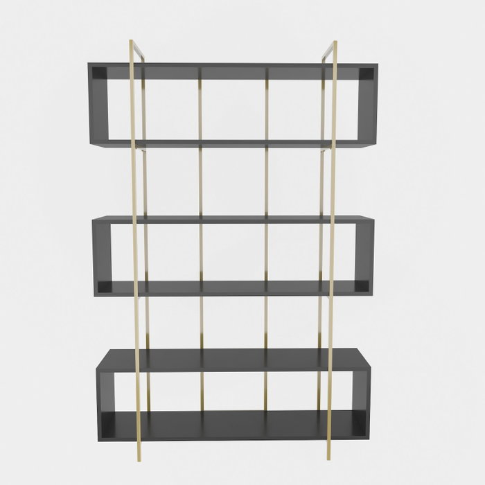 Hanah Home Bruti Estantería Antracita y Dorado